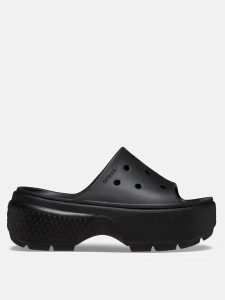 Crocs Klapki "Stomp" w kolorze czarnym rozmiar: 39/40. Czarne klapki Crocs, bez wzorów, z otwartym noskiem, bez obcasa, na platformie. Za 193,45 zł.