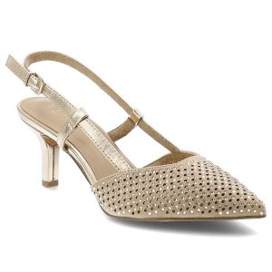 Sandały damskie Marco Tozzi, cholewka ze skóry ekologicznej z ażurowym wykończeniem i ozdobnymi zdobieniami, beżowe, 2-29667-46 940. Brązowe sandały Marco Tozzi, z aplikacjami, ze skóry ekologicznej, bez obcasa, na obcasie, bez zapięcia. Za 179,90 zł.