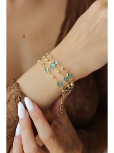 Pierres delicates Pozłacana bransoletka z kryształami rozmiar: onesize. Żółte bransoletki Pierres delicates, z kryształem, pozłacane. Za 39,99 zł.