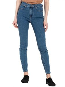 Wrangler Dżinsy - Skinny fit - w kolorze niebieskim rozmiar: W28/L32. Niebieskie jeansy Wrangler, z aplikacjami, z podwyższonym stanem. Za 158,10 zł.