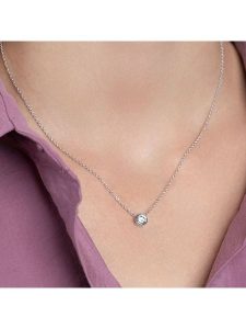 L'atelier précieux Srebrny naszyjnik z elementem ozdobnym - dł. 40 cm rozmiar: onesize. Szare naszyjniki l'Atelier precieux, z cyrkonią, srebrne. Za 117,99 zł.