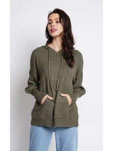 ASSUILI Sweter w kolorze khaki rozmiar: 38. Brązowe swetry oversize Assuili, bez wzorów, bez ramiączek. Za 157,73 zł.