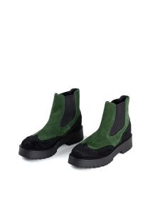 Anna Morellini Skórzane sztyblety "Bridianda" w kolorze zielono-czarnym rozmiar: 41. Czarne botki Anna Morellini, bez wzorów, bez obcasa, bez zapięcia. Za 359,32 zł.