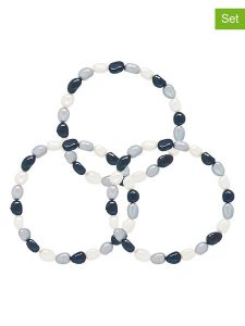 Pearline Bransoletki (3 szt.) z kamieniami szlachetnymi rozmiar: onesize. Białe bransoletki Pearline, z perłą, srebrne. Za 304,99 zł.