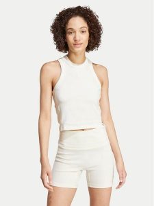 Adidas Top Lounge IY6732 Biały Slim Fit. Białe topy ADIDAS, xl, bez wzorów, z wiskozy, bez kołnierzyka, bez ramiączek. Za 89,99 zł.
