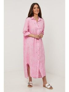 Lin Passion Lniana sukienka w kolorze jasnoróżowym rozmiar: 34/36. Różowe sukienki Lin Passion, bez wzorów, ze lnu, klasyczne, bez kołnierzyka, bez ramiączek, maxi. Za 173,99 zł.