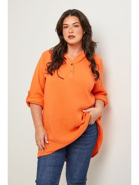 Curvy Lady Tunika w kolorze pomarańczowym rozmiar: 48/50. Pomarańczowe tuniki Curvy Lady, bez wzorów, klasyczne, bez kołnierzyka, bez ramiączek. Za 117,73 zł.