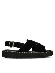 EMU Australia Sandały Morna W13284 Czarny. Czarne sandały EMU Australia, bez wzorów, z materiału, bez obcasa, na płaskiej podeszwie, bez zapięcia. Za 429,99 zł.