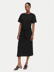 Tommy Hilfiger Sukienka codzienna WW0WW48747 Czarny Relaxed Fit. Czarne sukienki TOMMY HILFIGER, na co dzień, m, bez wzorów, z bawełny, bez kołnierzyka, bez ramiączek, proste. Za 569,99 zł.