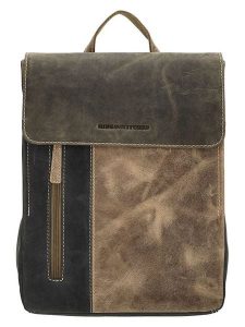 HIDE & STITCHES Skórzany plecak w kolorze beżowo-czarno-oliwkowym - 24 x 32 x 10 cm rozmiar: onesize. Brązowe plecaki HIDE & STITCHES. Za 260,99 zł.