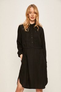 LEE 70s DRESS DAMSKA SUKIENKA BLACK L50PAB01 112111374. Czarne sukienki Lee, l, bez wzorów, bez kołnierzyka, bez ramiączek. Za 189,99 zł.