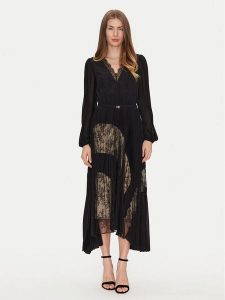 TWINSET Sukienka codzienna 251TP2780 Czarny Loose Fit. Czarne sukienki Twinset, na co dzień, bez wzorów, z syntetyku, bez kołnierzyka, bez ramiączek, proste. Za 669,99 zł.