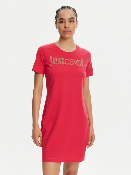 Just Cavalli Sukienka codzienna 78PAOE15 Różowy Regular Fit. Czerwone kombinezony Just Cavalli, s, bez wzorów, z bawełny, bez kołnierzyka, bez ramiączek. Za 399,99 zł.