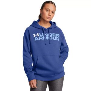 Bluza damska Under Armour Rival Fleece Wordmark Hoodie. Niebieskie bluzy Under Armour, bez wzorów, bez kaptura. Za 169,99 zł.