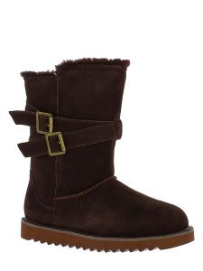 Gooce Skórzane kozaki zimowe "Huntspill Waterproof" w kolorze ciemnobrązowym rozmiar: 36. Brązowe kozaki Gooce, na zimę, bez wzorów, z materiału, bez obcasa, bez zapięcia. Za 202,50 zł.