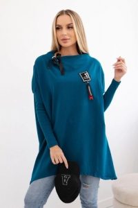 Bluza oversize z asymetrycznymi bokami morski. Zielone bluzy KESI, l, bez wzorów, z bawełny, bez kaptura. Za 209,11 zł.