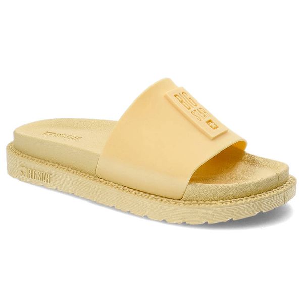 Żółte Klapki Big Star Modne Buty Na Lato. Żółte klapki Big Star, bez wzorów, bez obcasa. Za 79,99 zł.