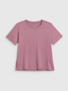 4F Koszulka treningowa loose szybkoschnąca damska - beżowa XXL. Brązowe bluzki 4f, xxl, bez wzorów, bez kołnierzyka, bez ramiączek. Za 79,99 zł.