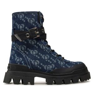 Trapery Desigual. Niebieskie buty zimowe Desigual, bez obcasa, bez zapięcia. Za 749,99 zł.