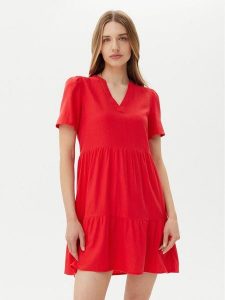 ONLY Sukienka letnia Tiri-Caro 15310970 Czerwony Regular Fit. Czerwone kombinezony ONLY, na lato, xs, bez wzorów, z wiskozy, bez kołnierzyka, bez ramiączek. Za 119,99 zł.