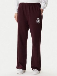 Tommy Hilfiger Spodnie dresowe UW0UW06081 Bordowy Wide Leg. Czerwone spodnie dresowe TOMMY HILFIGER, xl, bez wzorów, z bawełny. Za 279,99 zł.