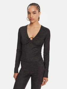 Just Cavalli Bluzka 79PAH638 J0251 Czarny Slim Fit. Czarne bluzki Just Cavalli, xl, bez wzorów, z syntetyku, bez kołnierzyka, bez ramiączek. Za 399,99 zł.