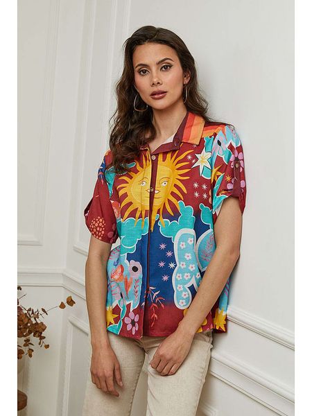 Plume Bluzka "Byzance" ze wzorem rozmiar: XL. Bluzki Plume, xl, bez wzorów, bez kołnierzyka, bez ramiączek. Za 158,47 zł.