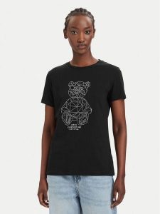 Guess T-Shirt V6GI12 K3325 Czarny Regular Fit. Czarne t-shirty Guess, xl, z aplikacjami, z bawełny, bez kołnierzyka, bez ramiączek. Za 194,99 zł.