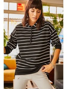 Olalook Bluza w kolorze czarno-kremowym rozmiar: M. Czarne bluzy Olalook, m, bez wzorów, z bawełny, z kapturem. Za 74,28 zł.