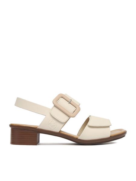 Rieker Sandały CEO-62663-61 Beżowy. Brązowe sandały Rieker, bez wzorów, ze skóry, bez obcasa, na słupku, bez zapięcia. Za 299,99 zł.