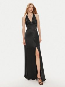 Fracomina Sukienka wieczorowa FQ24SD3024W45101 Czarny Slim Fit. Czarne sukienki Fracomina, xl, bez wzorów, z wiskozy, wizytowe, bez kołnierzyka, bez ramiączek. Za 689,99 zł.