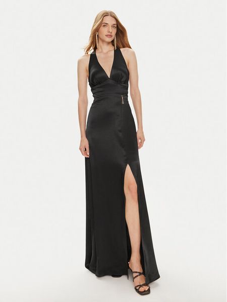 Fracomina Sukienka wieczorowa FQ24SD3024W45101 Czarny Slim Fit. Czarne sukienki Fracomina, xl, bez wzorów, z wiskozy, wizytowe, bez kołnierzyka, bez ramiączek. Za 689,99 zł.