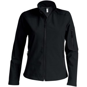 Kurtka damska Kariban Softshell. Czarne kurtki KARIBAN, bez wzorów, z softshellu, bez kaptura. Za 202,50 zł.