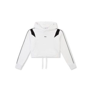 Damska bluza z kapturem crop Fila Rivoli Relaxed. Białe bluzy Fila, bez wzorów, z kapturem. Za 266,00 zł.