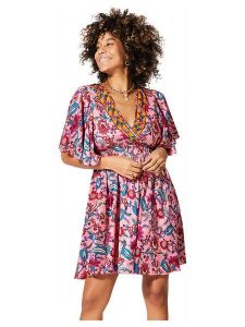 Aller Simplement Sukienka w kolorze różowo-niebieskim rozmiar: 34/36. Niebieskie sukienki Aller Simplement, bez wzorów, bez kołnierzyka, bez ramiączek, mini. Za 56,99 zł.