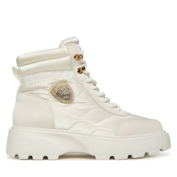 Trapery Blauer. Białe buty zimowe Blauer, bez obcasa, bez zapięcia. Za 469,99 zł.