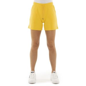 Odzież sportowa z bawełna z kieszenie na co dzień. Żółta szorty LEONE 1947 APPAREL, bez wzorów, z bawełny, sportowe. W wyprzedaży za 82,10 zł.