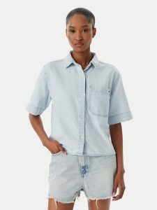 Tommy Hilfiger Koszula jeansowa WW0WW49573 Niebieski Relaxed Fit. Niebieskie koszule TOMMY HILFIGER, l, bez wzorów, z bawełny, bez kołnierzyka, bez ramiączek. Za 337,99 zł.