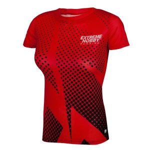 Koszulka do biegania damska z krótkim rękawem EXTREME HOBBY HALFTONE. Czerwone bluzki EXTREME HOBBY, m, bez wzorów, z elastanu, sportowe, bez kołnierzyka, bez ramiączek. Za 139,00 zł.