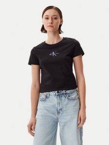 Calvin Klein Jeans T-Shirt Gradient Monologo J20J225252 Czarny Slim Fit. Czarne t-shirty Calvin Klein Jeans, xs, bez wzorów, z bawełny, bez kołnierzyka, bez ramiączek. Za 89,99 zł.
