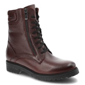 Bordowe Botki Damskie Simen Modne Skórzane Buty. Czerwone botki Simen, bez wzorów, z futra, bez obcasa, na płaskiej podeszwie, bez zapięcia. Za 389,00 zł.