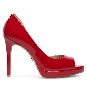 Szpilki Nine West. Czerwone szpilki Nine West, bez wzorów, bez obcasa. Za 219,99 zł.