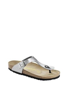 Birkenstock Japonki "Gizeh" w kolorze srebrnym rozmiar: 36. Szare klapki Birkenstock, bez wzorów, z tworzywa sztucznego, z otwartym noskiem, bez obcasa. Za 338,21 zł.