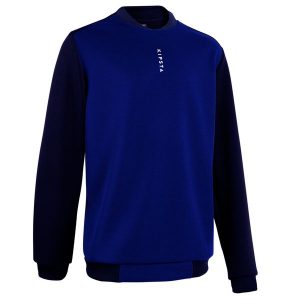 Bluza do piłki nożnej Kipsta Essential Club. Niebieskie bluzy KIPSTA, bez wzorów, z elastanu, bez kaptura. Za 49,99 zł.