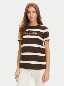 Tommy Hilfiger T-Shirt Script WW0WW45746 Brązowy Regular Fit. Brązowe t-shirty TOMMY HILFIGER, m, bez wzorów, z bawełny, bez kołnierzyka, bez ramiączek. Za 139,99 zł.