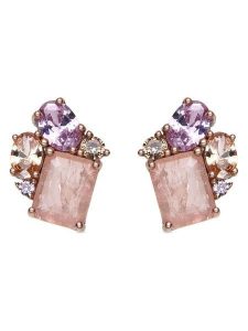 Luxenter Kolczyki-wkrętki z kwarcem i cyrkoniami rozmiar: onesize. Szare kolczyki Luxenter, z cyrkonią, srebrne. Za 193,95 zł.