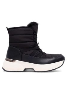 DeeZee Botki PAULINE WS061-10 Czarny. Czarne botki DeeZee, bez wzorów, z materiału, bez obcasa, na koturnie, bez zapięcia. Za 89,99 zł.