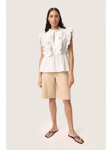 Soaked in Luxury Bluzka w kolorze kremowym rozmiar: S. Brązowe bluzki Soaked in Luxury, s, bez wzorów, z bawełny, bez kołnierzyka, bez ramiączek. Za 152,99 zł.