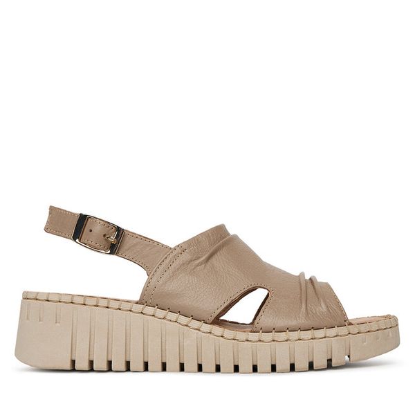 Sandały Lasocki. Brązowe sandały Lasocki, bez wzorów, bez obcasa, na koturnie, bez zapięcia. Za 149,99 zł.