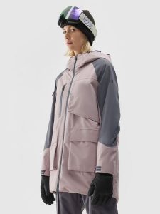 4F Kurtka snowboardowa membrana 15000 damska - beżowa L. Brązowe kurtki 4f, na zimę, l, bez wzorów, bez kaptura. W wyprzedaży za 249,99 zł.